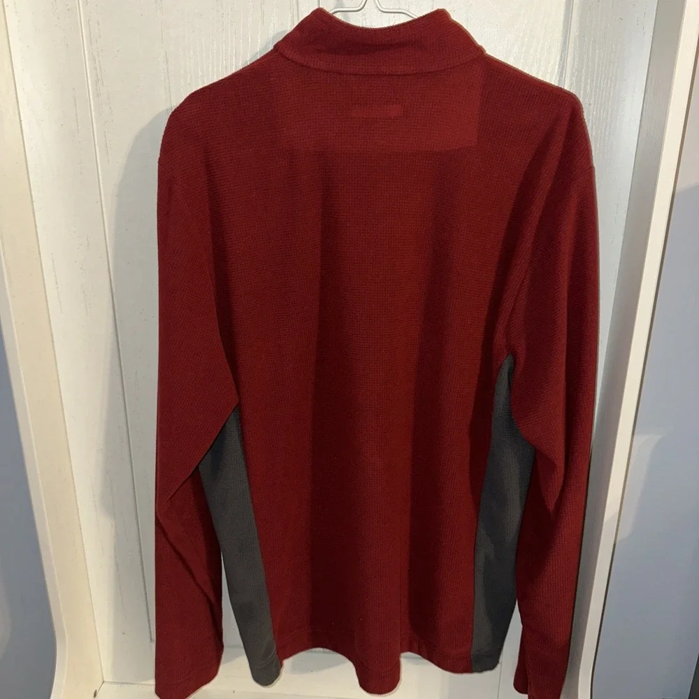 Orvis Trout Bum Quarter Zip Men's Large Fleece Pullover Top Red Orange Trim